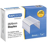 Rapesco 26/6mm Staples, Pack of 5000 Rapesco 26/6mm Staples, Pack of 5000