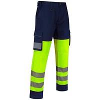 Guardian Hivis Safety Combat Trousers, Saturn Yellow/Navy Blue, 48R