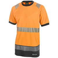 Beeswift High Visibility Two Tone Short Sleeve T-Shirt, Orange & Black, XL