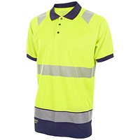 Beeswift High Visibility Two Tone Short Sleeve Polo Shirt, Saturn Yellow & Navy Blue, 4XL Beeswift High Visibility Two Tone Short Sleeve Polo Shirt, Saturn Yellow & Navy Blue, 4XL