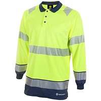 Beeswift High Visibility Two Tone Long Sleeve Polo Shirt, Saturn Yellow & Navy Blue, Medium Beeswift High Visibility Two Tone Long Sleeve Polo Shirt, Saturn Yellow & Navy Blue, Medium