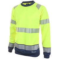 Beeswift High Visibility Two Tone Sweatshirt, Saturn Yellow & Navy Blue, 4XL