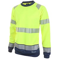 Beeswift High Visibility Two Tone Sweatshirt, Saturn Yellow & Navy Blue, Large