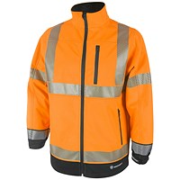 Beeswift High Visibility Two Tone Softshell Jacket, Orange & Black, 3XL