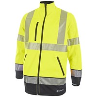 Beeswift High Visibility Two Tone Softshell Jacket, Saturn Yellow & Navy Blue, 3XL