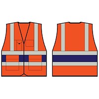 Beeswift Executive Vest, Orange With Navy Blue Band, Large