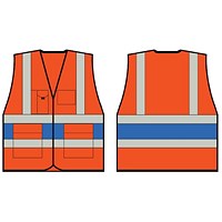 Beeswift Executive Vest, Orange With Royal Blue Band, 3XL