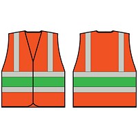 Beeswift High Visibility Vest, Orange With Green Band, 3XL