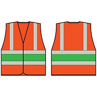 Beeswift High Visibility Vest, Orange With Green Band, 4XL
