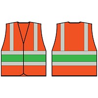 Beeswift High Visibility Vest, Orange With Green Band, Small