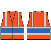 Beeswift High Visibility Vest, Orange With Royal Blue Band, Large