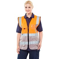 Beeswift Two Tone Executive Waistcoat, Orange & Grey, Large