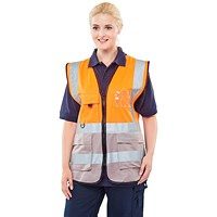Beeswift Two Tone Executive Waistcoat, Orange & Grey, XL Beeswift Two Tone Executive Waistcoat, Orange & Grey, XL