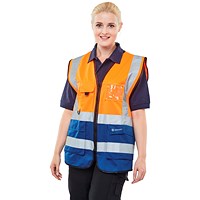 Beeswift Two Tone Executive Waistcoat, Orange & Navy Blue, 3XL