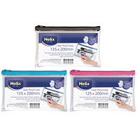 Helix 8x5 Inches PVC Pencil Case Clear (Pack of 12) Helix 8x5 Inches PVC Pencil Case Clear (Pack of 12)
