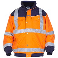 Hydrowear Furth High Visibility Simply No Sweat Pilot Two Tone Jacket, Orange & Navy Blue, Small