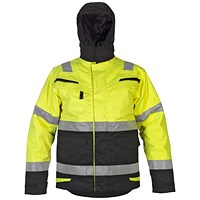 Hydrowear Matlock Multi Cvc Waterproof High Visibility Fixed Lining Arc Parka, Saturn Yellow & Black, 4XL