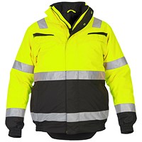 Hydrowear Morpeth Multi Cvc Waterproof High Visibility Fixed Lining Pilot Jacket, Saturn Yellow & Black, Medium