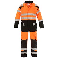 Hydrowear Hove High Visibility Two Tone Coveralls, Orange & Black, 34