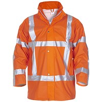 Hydrowear Neer Multi Hydrosoft Flame Retardant Anti-Static High Visibility Waterproof Parka, Orange, Medium