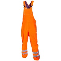 Hydrowear Utting Simply No Sweat High Visibility Waterproof Bib & Brace, Orange, 3XL