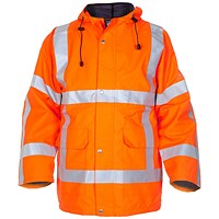Hydrowear Uithoorn Simply No Sweat High Visibility Waterproof Parka, Orange L