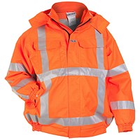 Hydrowear Moers Flame Retardant Anti-Static High Visibility Waterproof Pilot Jacket, Orange, Medium