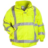 Hydrowear Moers Flame Retardant Anti-Static High Visibility Waterproof Pilot Jacket, Saturn Yellow, Small