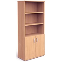 Impulse Extra Tall Half Cupboard and Half Bookcase, 4 Shelves, 2000mm High, Beech