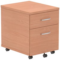 Impulse 2 Drawer Mobile Pedestal, Beech