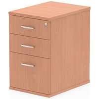 Impulse 3 Drawer Desk High Pedestal, 600mm Deep, Beech