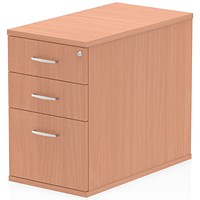 Impulse 3 Drawer Desk High Pedestal, 800mm Deep, Beech