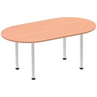 Impulse Boardroom Table, 1800mm, Beech, Silver Post Leg