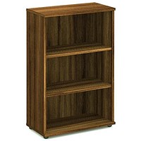 Impulse Medium Bookcase, 2 Shelves, 1200mm High, Walnut