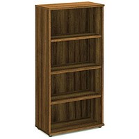 Impulse Tall Bookcase, 3 Shelves, 1600mm High, Walnut