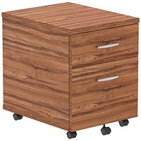 Impulse 2 Drawer Mobile Pedestal, Walnut