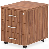 Impulse 3 Drawer Mobile Pedestal, Walnut