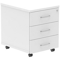 Impulse 3 Drawer Mobile Pedestal, White