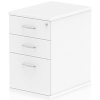 Impulse 3 Drawer Desk High Pedestal, 600mm Deep, White