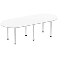 Impulse Boardroom Table, 2400mm, White, Silver Post Leg