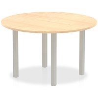 Impulse Circular Table, 1200mm, Maple, Silver Post Leg