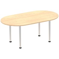 Impulse Boardroom Table, 1800mm, Maple, Silver Post Leg