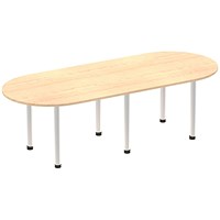 Impulse Boardroom Table, 2400mm, Maple, Silver Post Leg