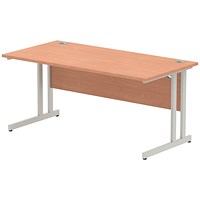 Impulse Rectangular Desk, 1600mm Wide, Silver Legs, Beech