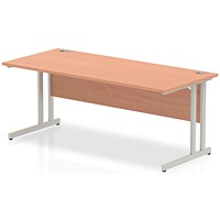 Impulse Rectangular Desk, 1800mm Wide, Silver Legs, Beech
