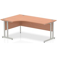 Impulse 1800mm Corner Desk, Left Hand, Silver Cantilever Leg, Beech