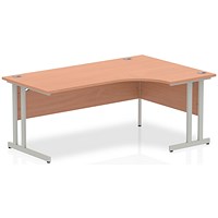 Impulse Corner Desk, Right Hand, 1800mm Wide, Silver Legs, Beech