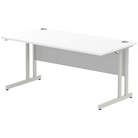 Impulse Rectangular Desk, 1600mm Wide, Silver Legs, White