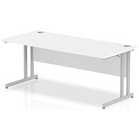 Impulse 1800mm Rectangular Desk, Silver Cantilever Leg, White