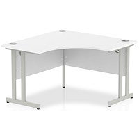 Impulse 1200mm Corner Desk, Silver Cantilever Leg, White